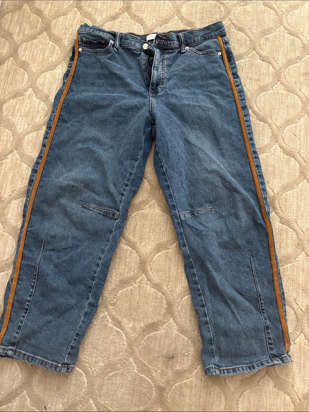 Women’s Blue Denim Jeans with Brown Side Stripe